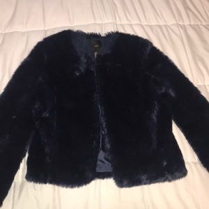 Forever21 Navy Blue Faux Fur Coat *LOWEST*